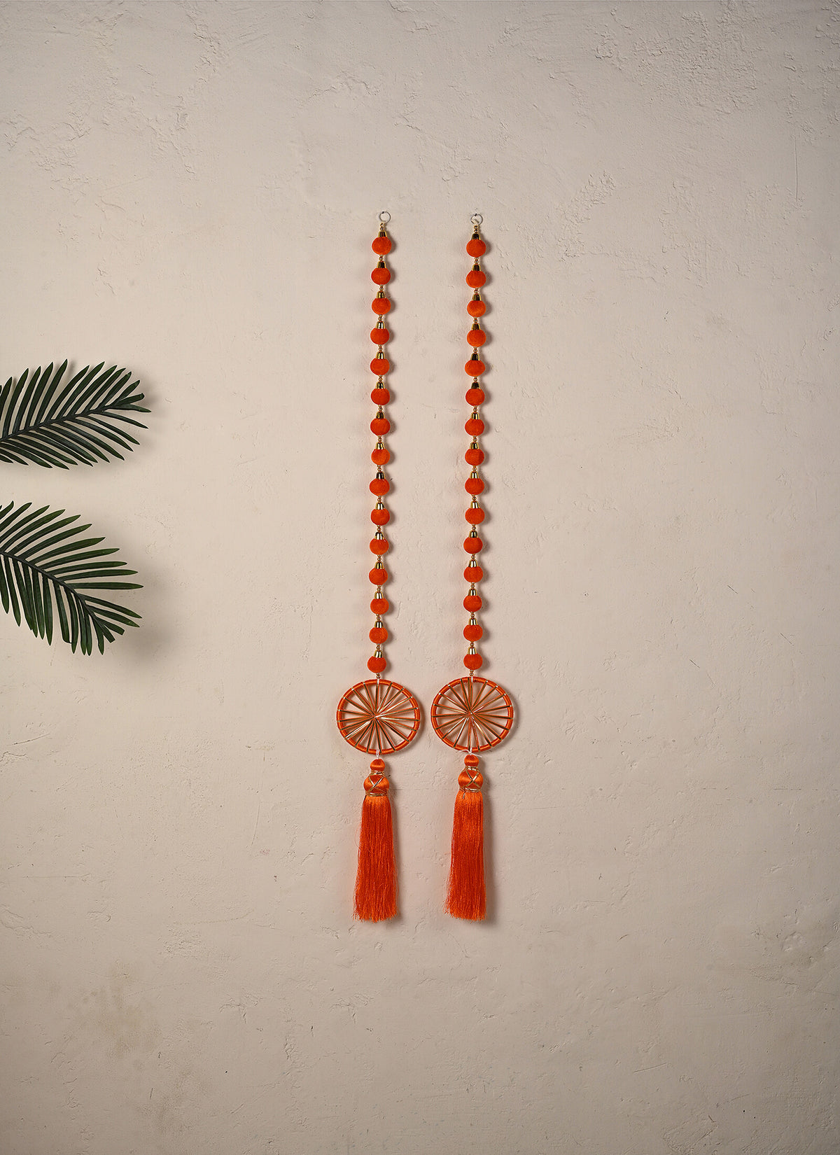 Madhoor Pompom Tassel Latkan Orange 5 Feet Set of 2