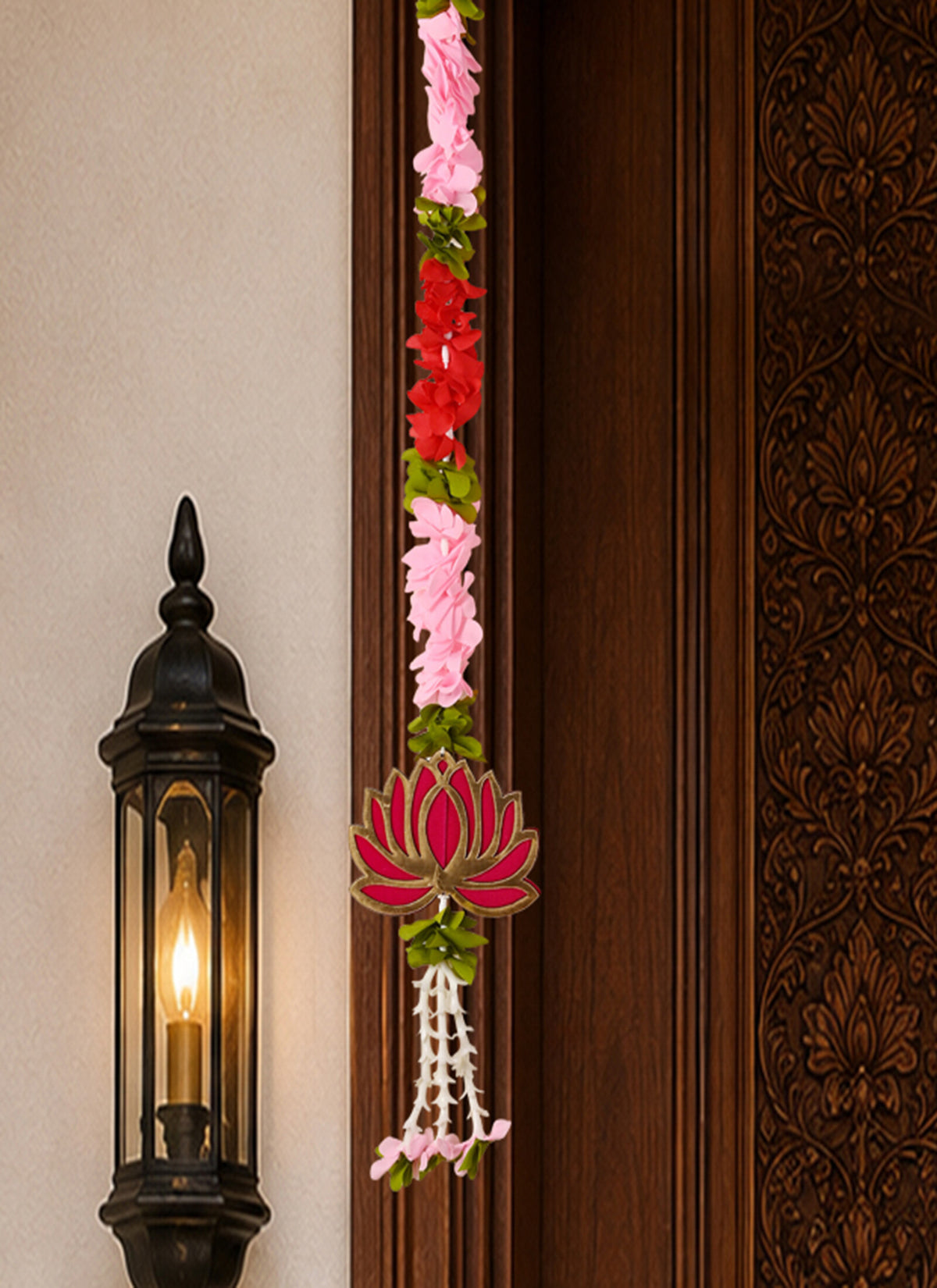 Madhoor Lotus Multilayer Latkan Rani Pink 2.75 Feet Set of 2