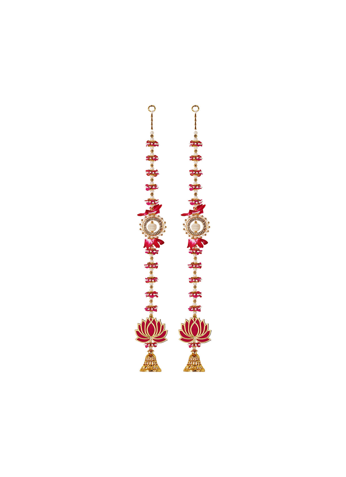 Madhoor Lotus Latkan White Pink Gold-Tone 2 Pieces