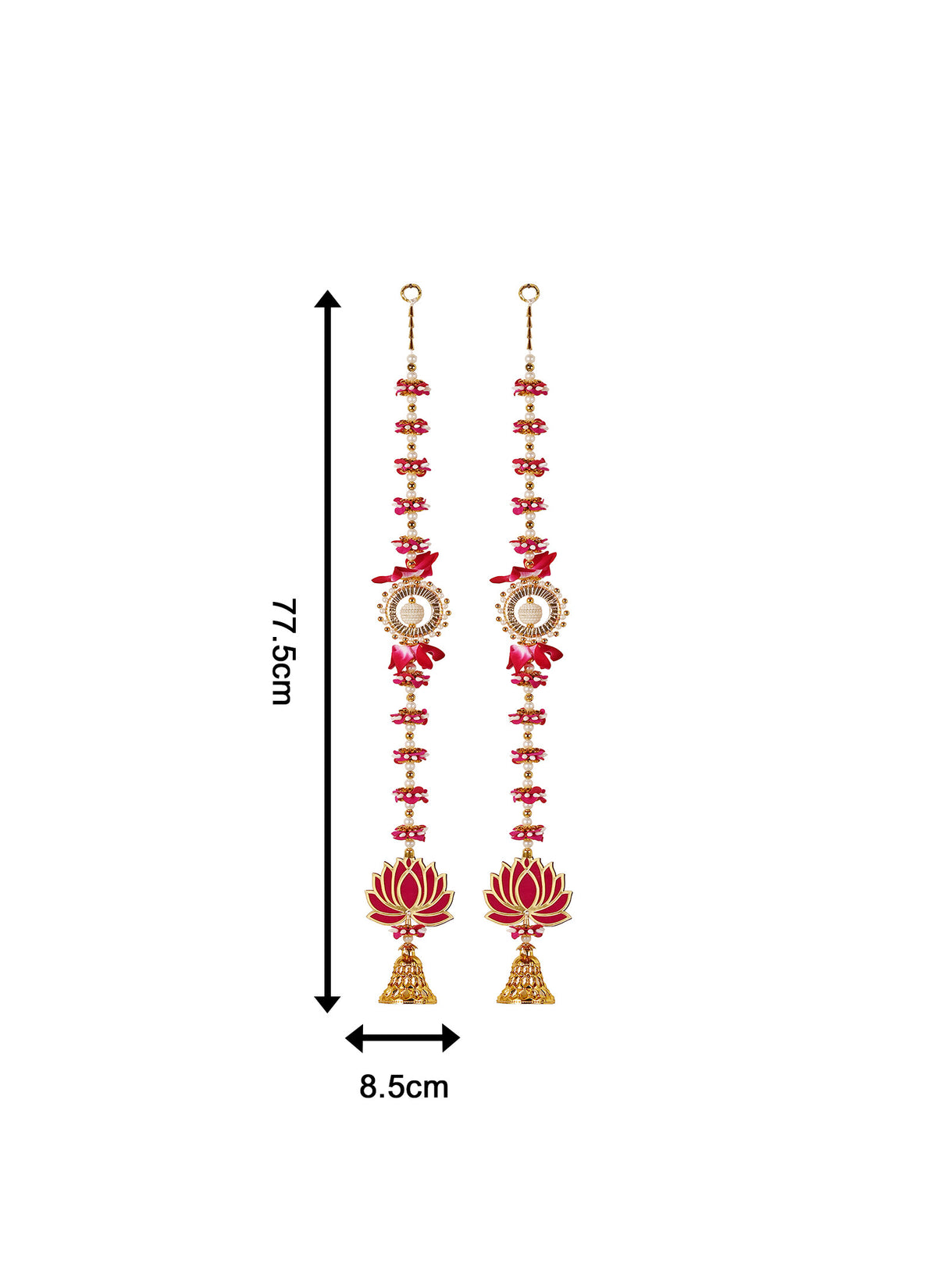 Madhoor Lotus Latkan White Pink Gold-Tone 2 Pieces