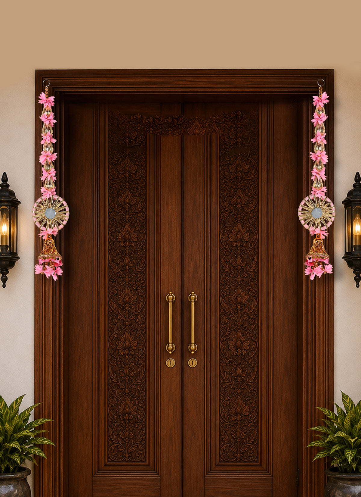 Madhoor Floral Latkan Pink 1.5 Feet 1 Pair