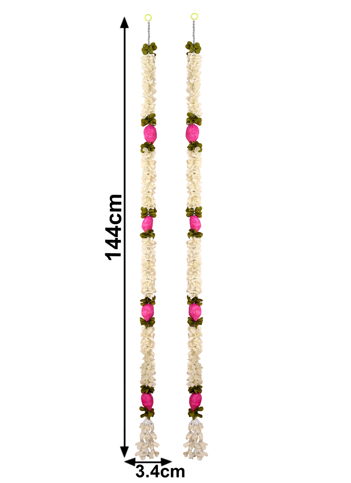 Madhoor Lotus Tassel Latkan White Pink 4.5 Feet Set of 2