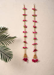 Madhoor Floral Beads Latkan Rani Pink 3 Feet Set of 2