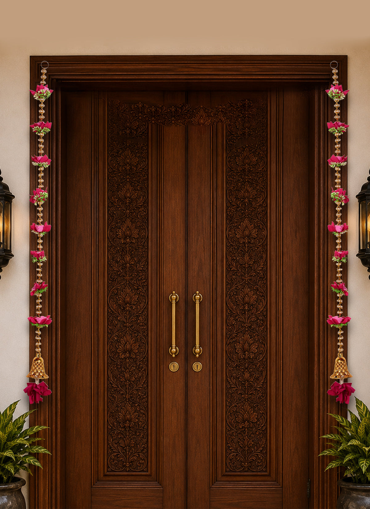 Madhoor Floral Beads Latkan Rani Pink 3 Feet Set of 2