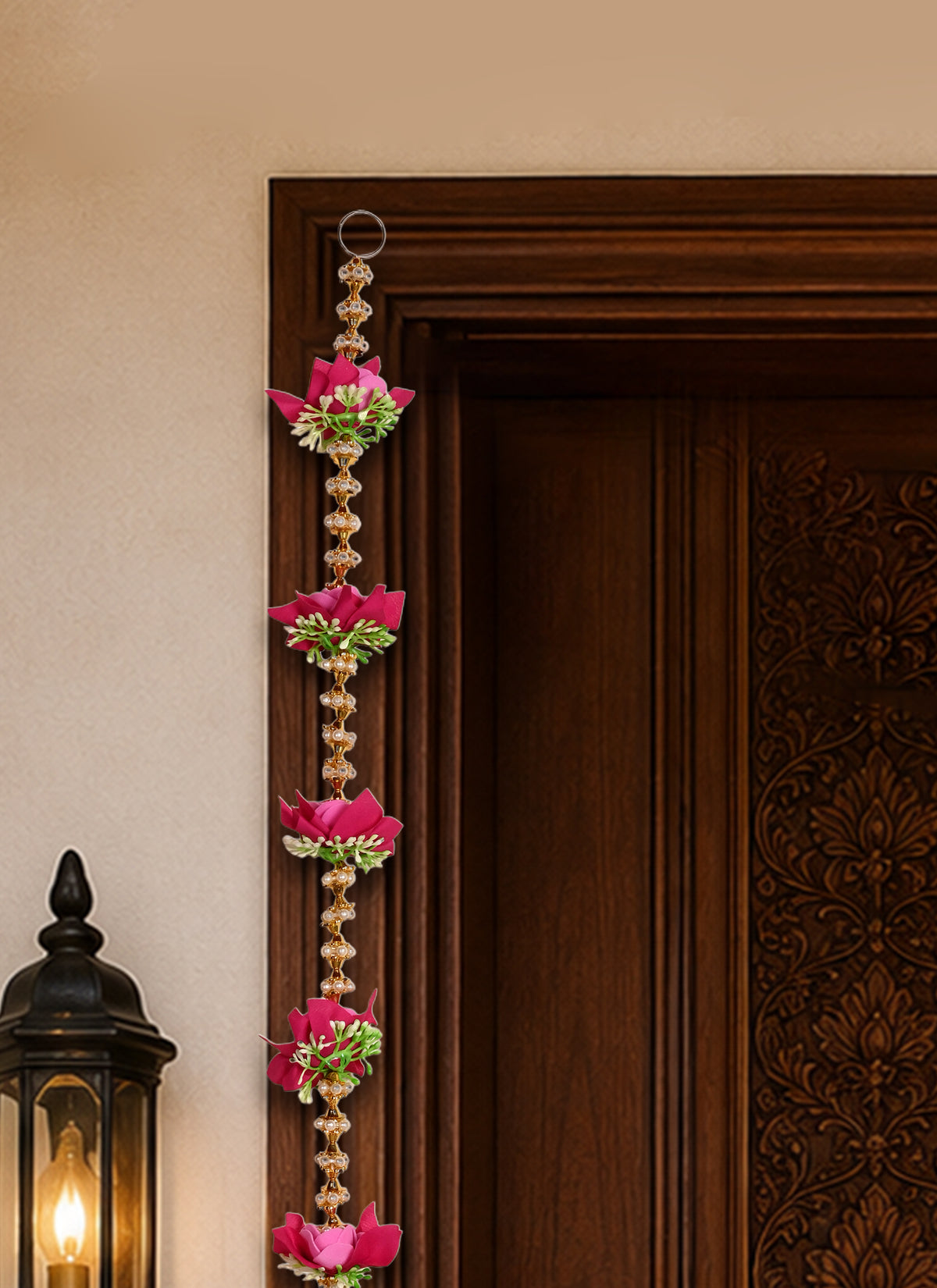 Madhoor Floral Beads Latkan Rani Pink 3 Feet Set of 2