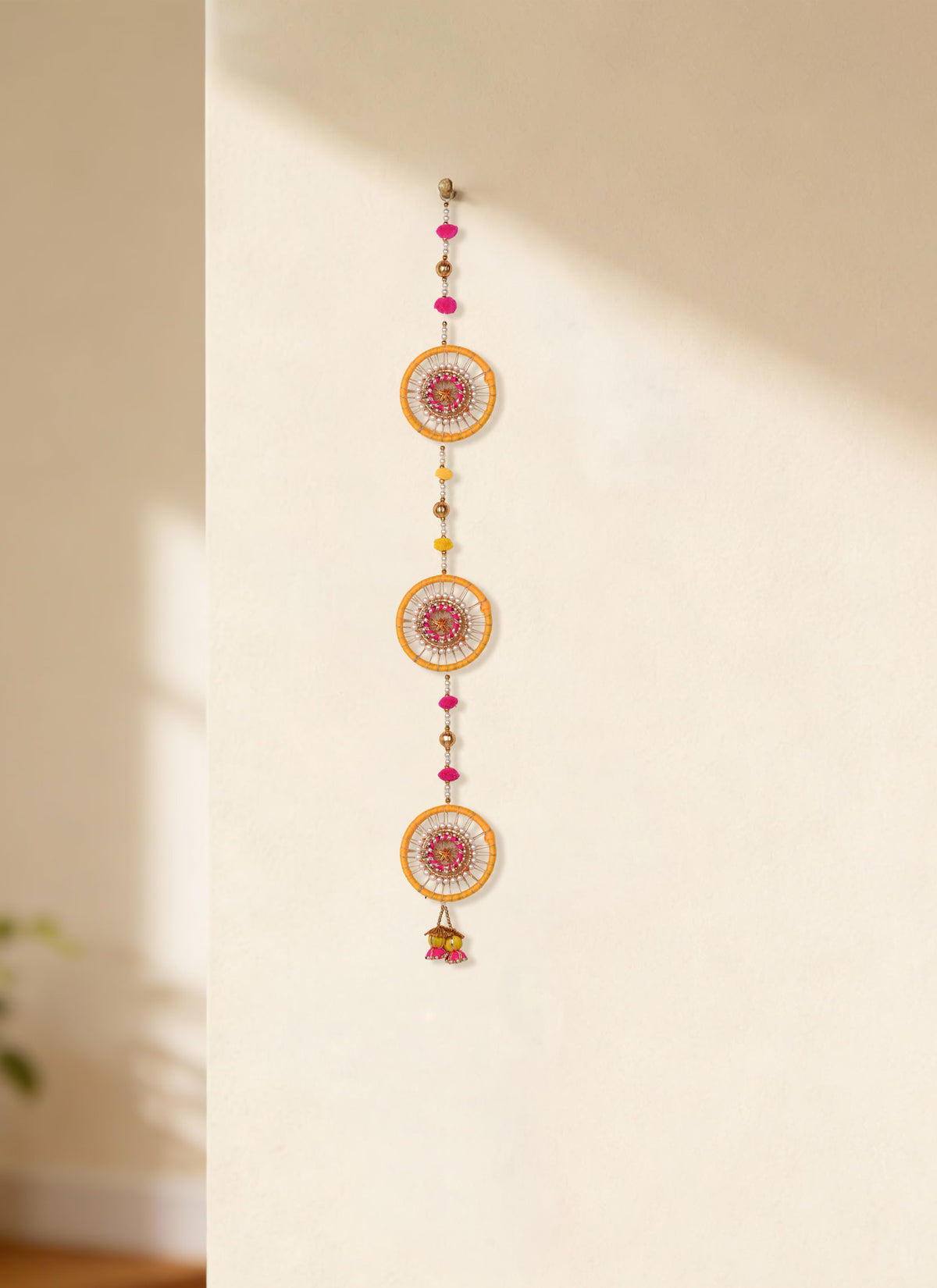 Madhoor Wheel Drop Latkan Yellow Pink 4 Feet 1 Piece