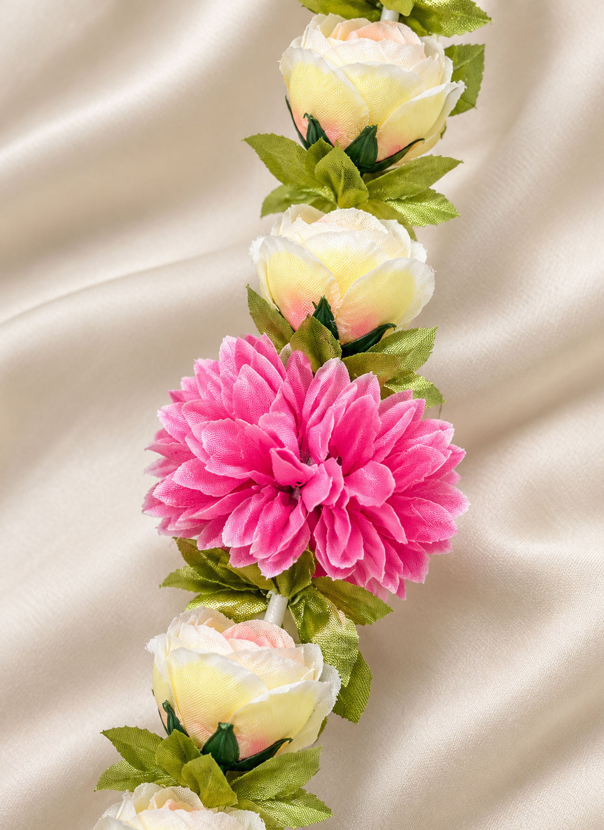 Madhoor Floral Latkan White Pink Green 1 Piece
