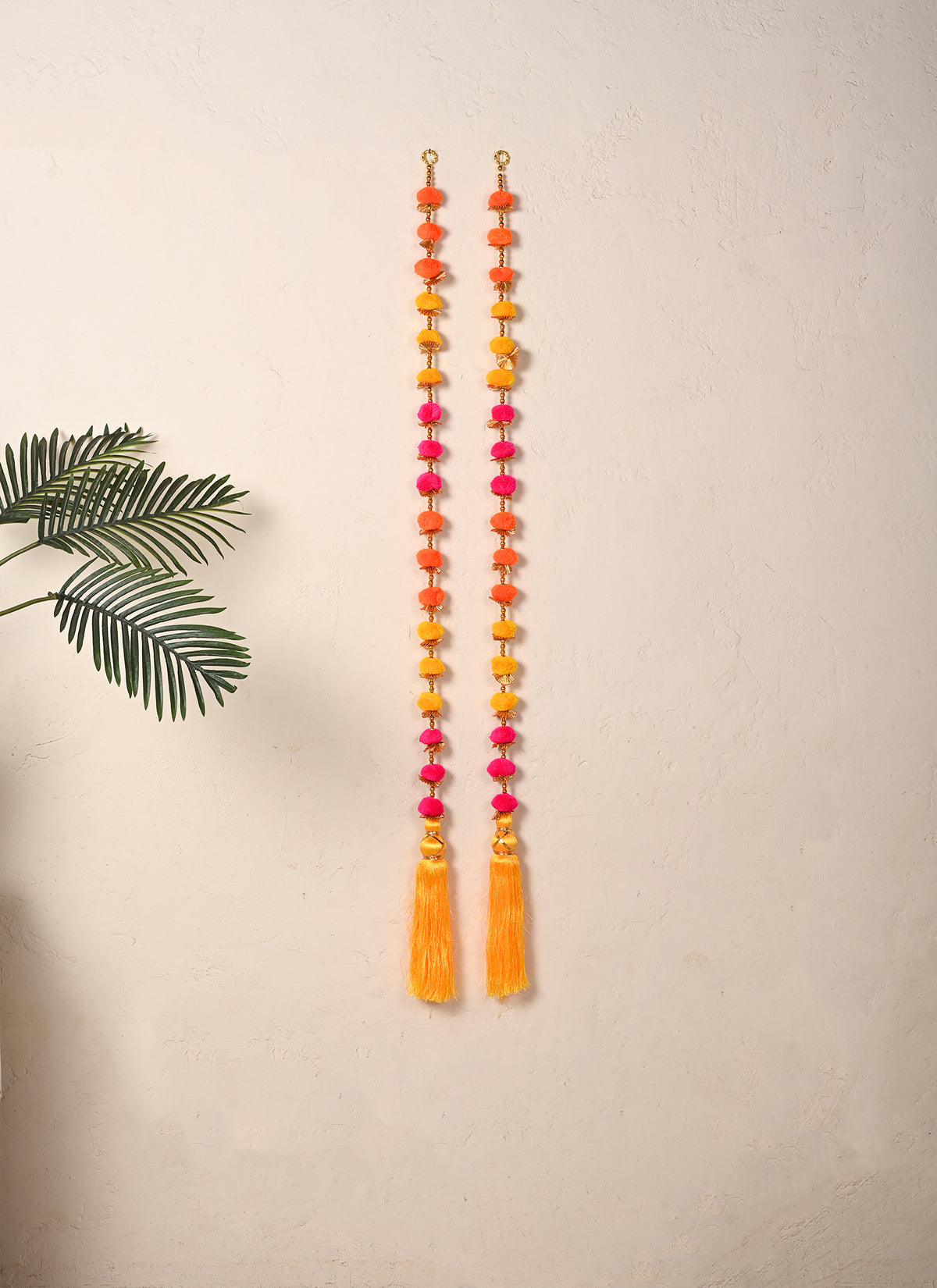 Madhoor Tassels Latkan Orange Yellow Pink Set of 2