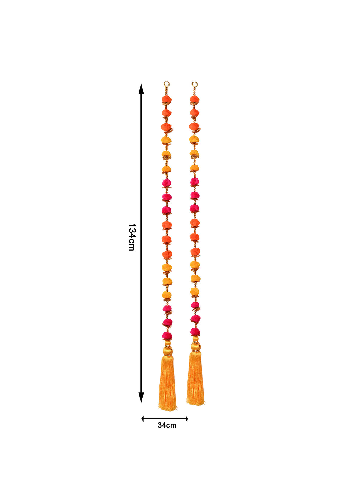 Madhoor Tassels Latkan Orange Yellow Pink Set of 2