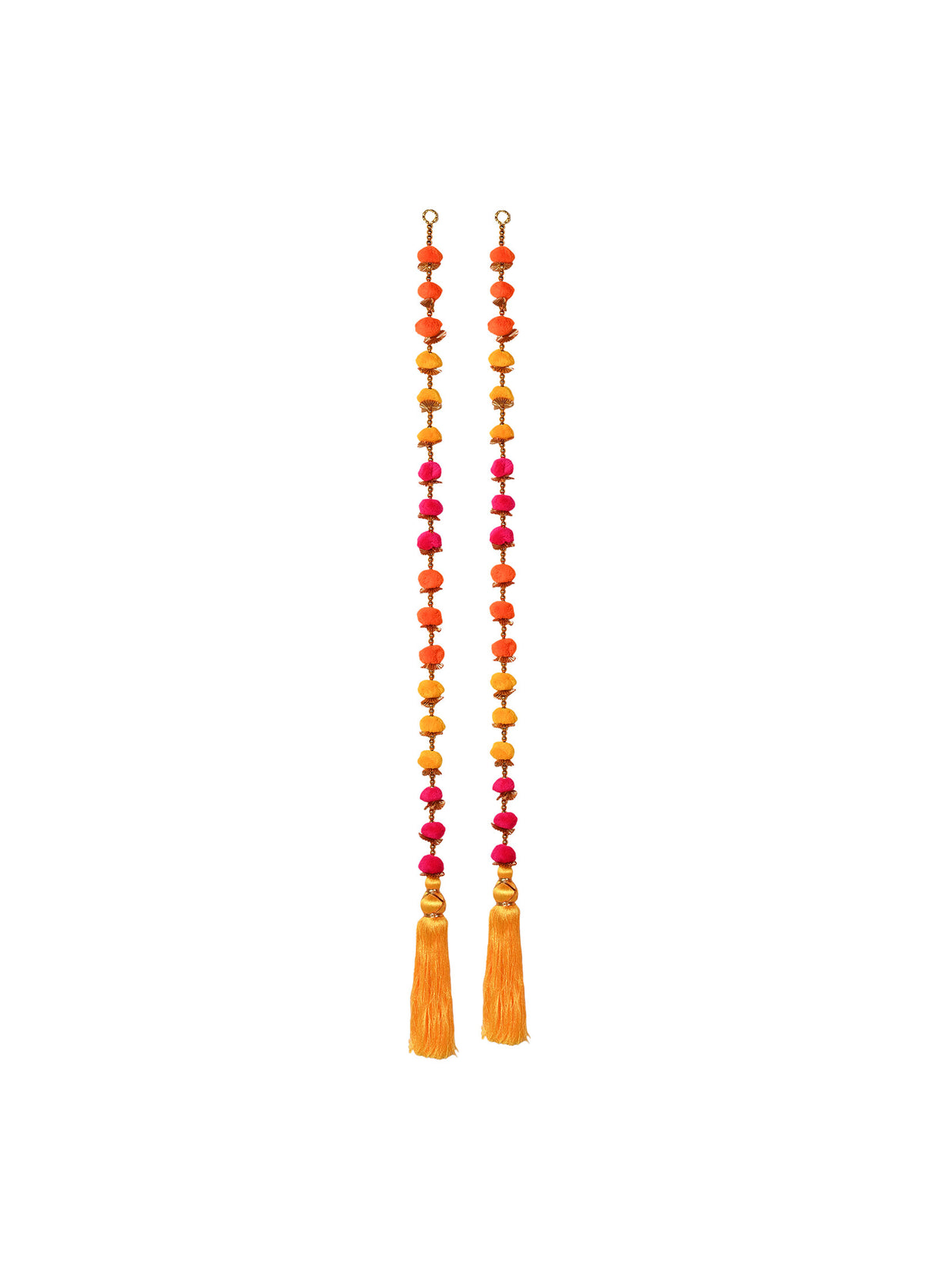 Madhoor Tassels Latkan Orange Yellow Pink Set of 2