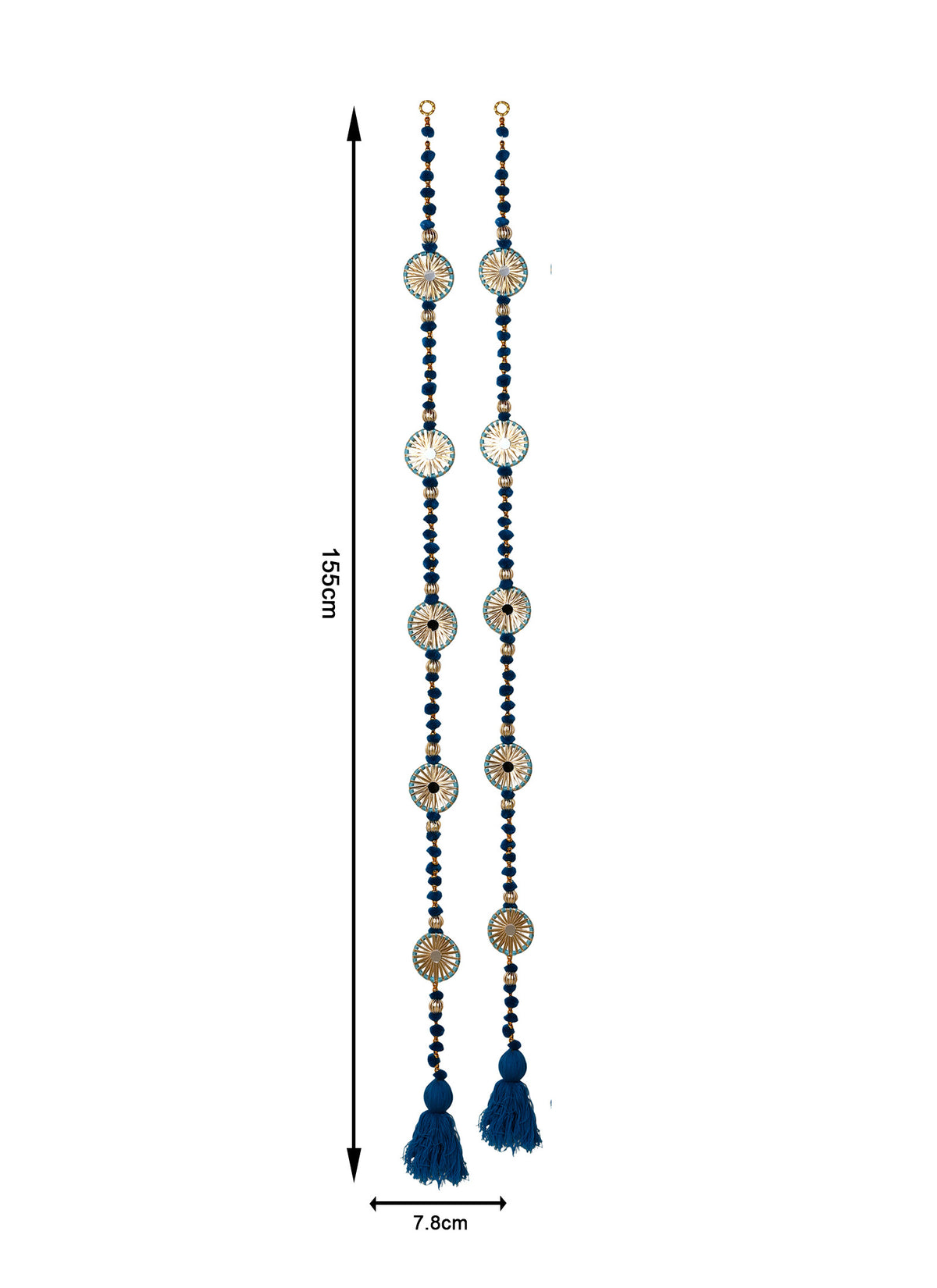 Madhoor Pompom Silk Tassel Latkan Blue Set of 2