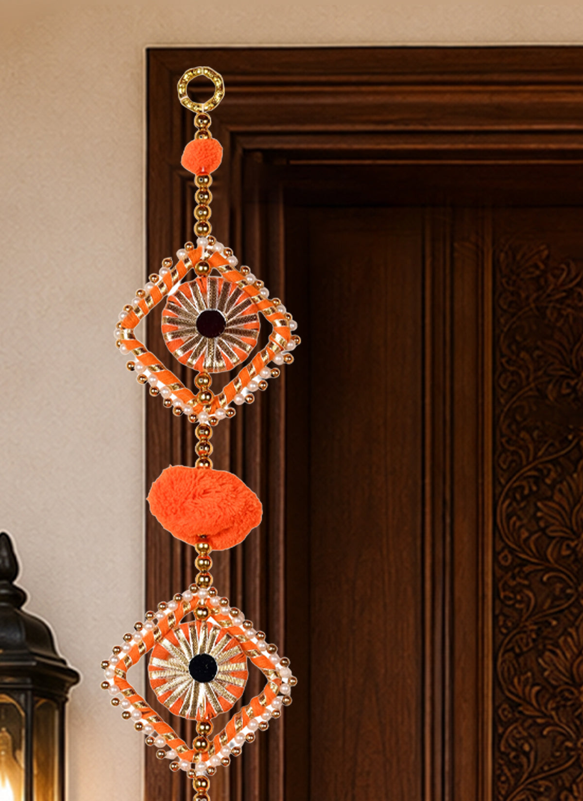 Madhoor Pearl Diamond Latkan Orange Set of 2