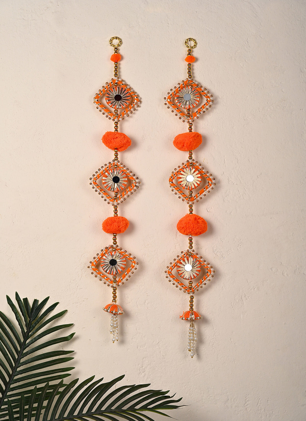 Madhoor Pearl Diamond Latkan Orange Set of 2