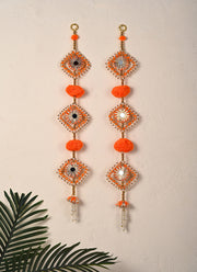 Madhoor Pearl Diamond Latkan Orange Set of 2