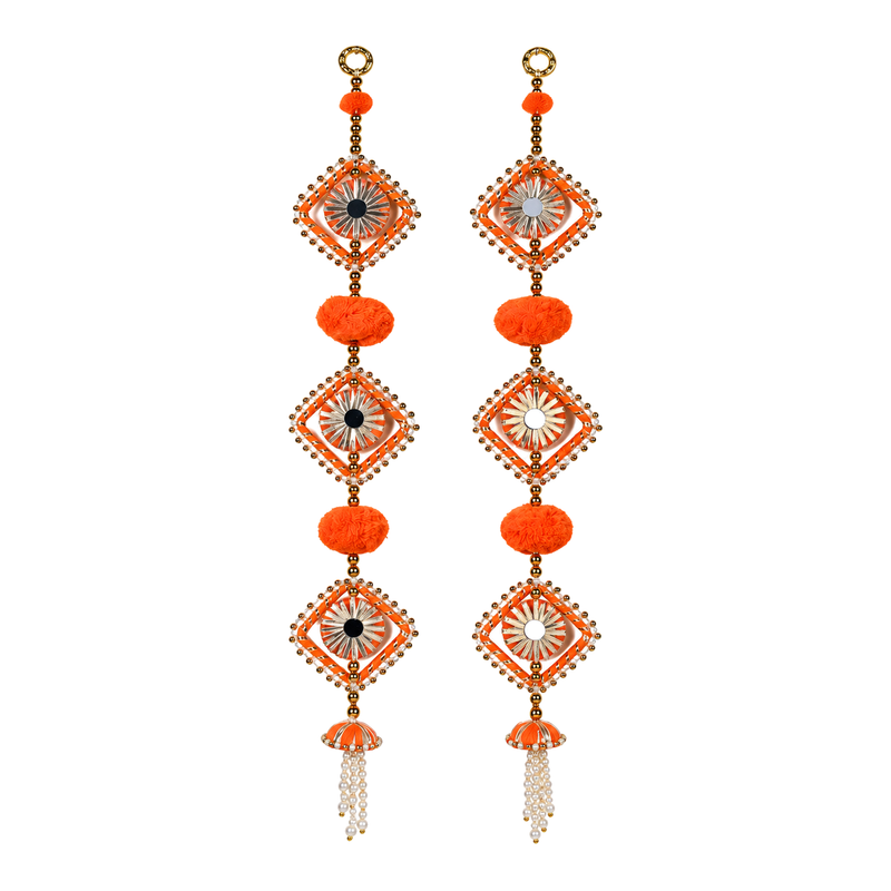Madhoor Pearl Diamond Latkan Orange Set of 2