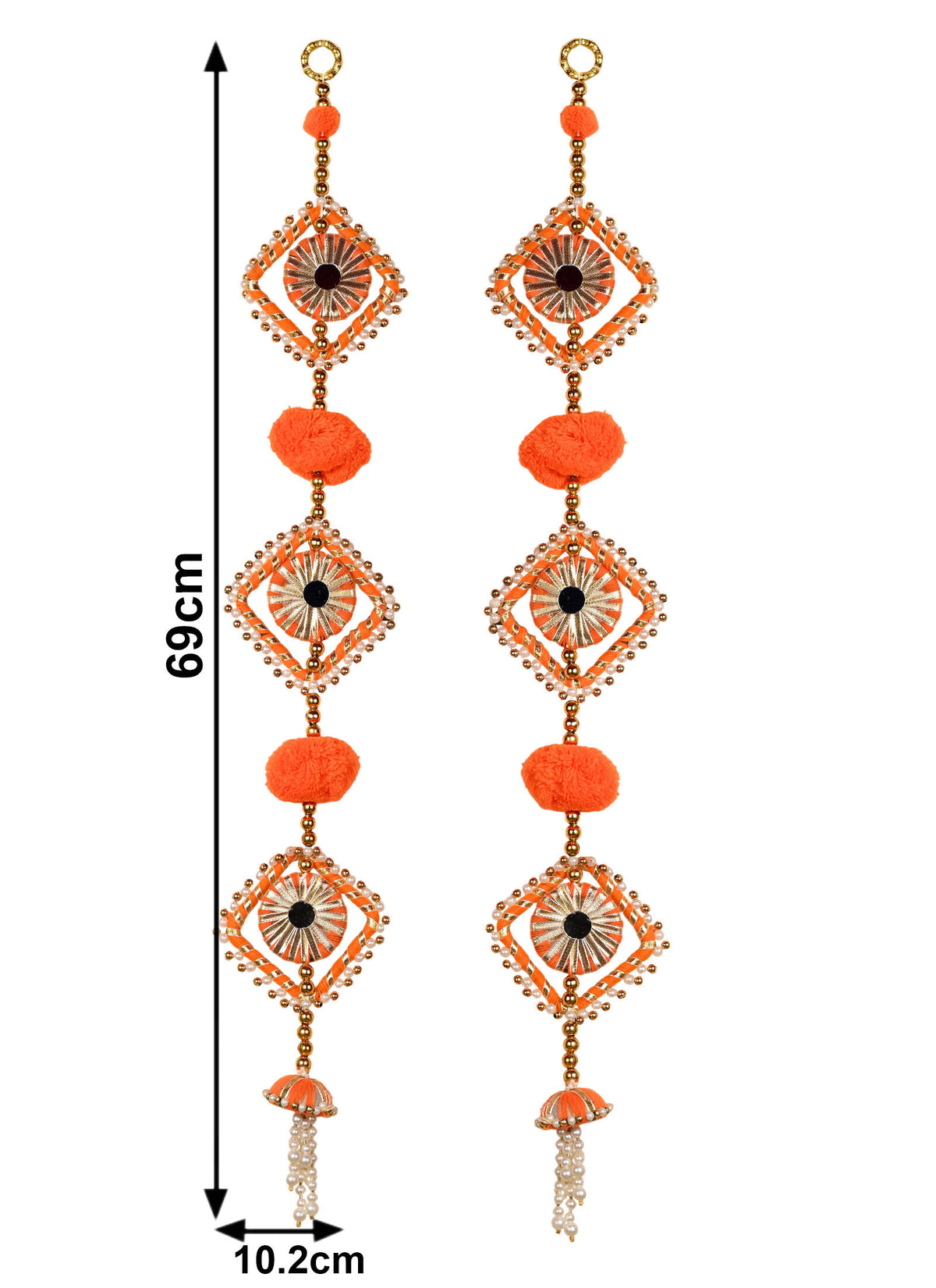 Madhoor Pearl Diamond Latkan Orange Set of 2