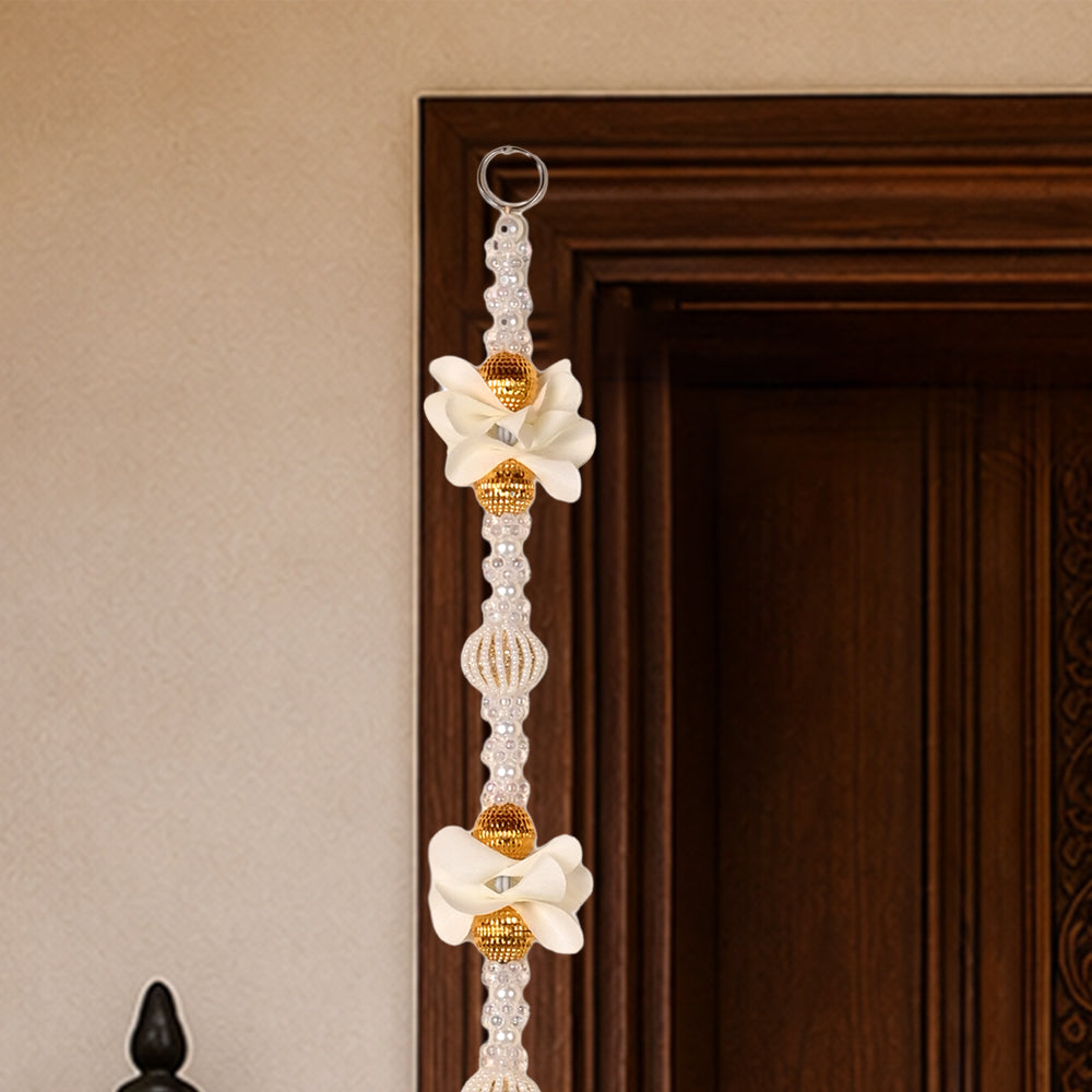 Madhoor Pearl Latkan White 3 Feet Set of 2