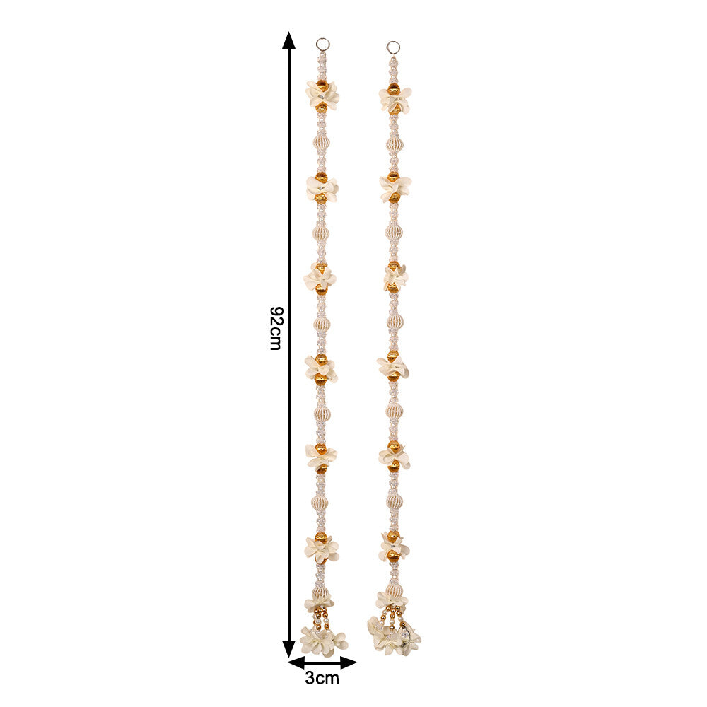 Madhoor Pearl Latkan White 3 Feet Set of 2