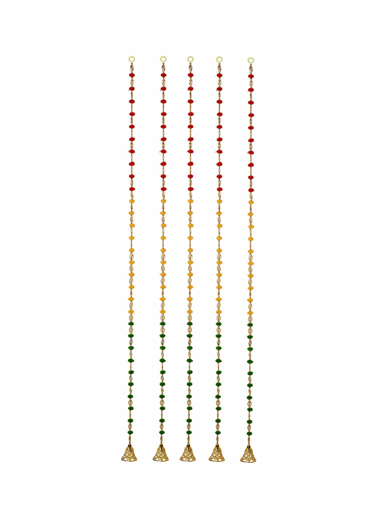 Madhoor Pompom Latkan Red Yellow Green 5 Feet 5 Pieces
