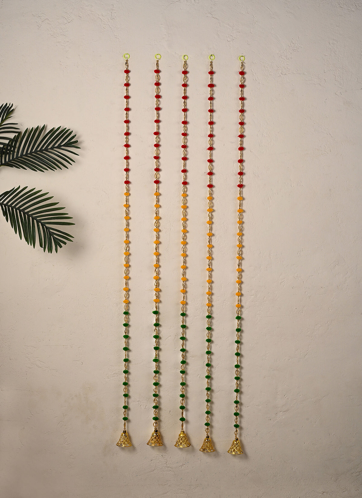 Madhoor Pompom Latkan Red Yellow Green 5 Feet 5 Pieces