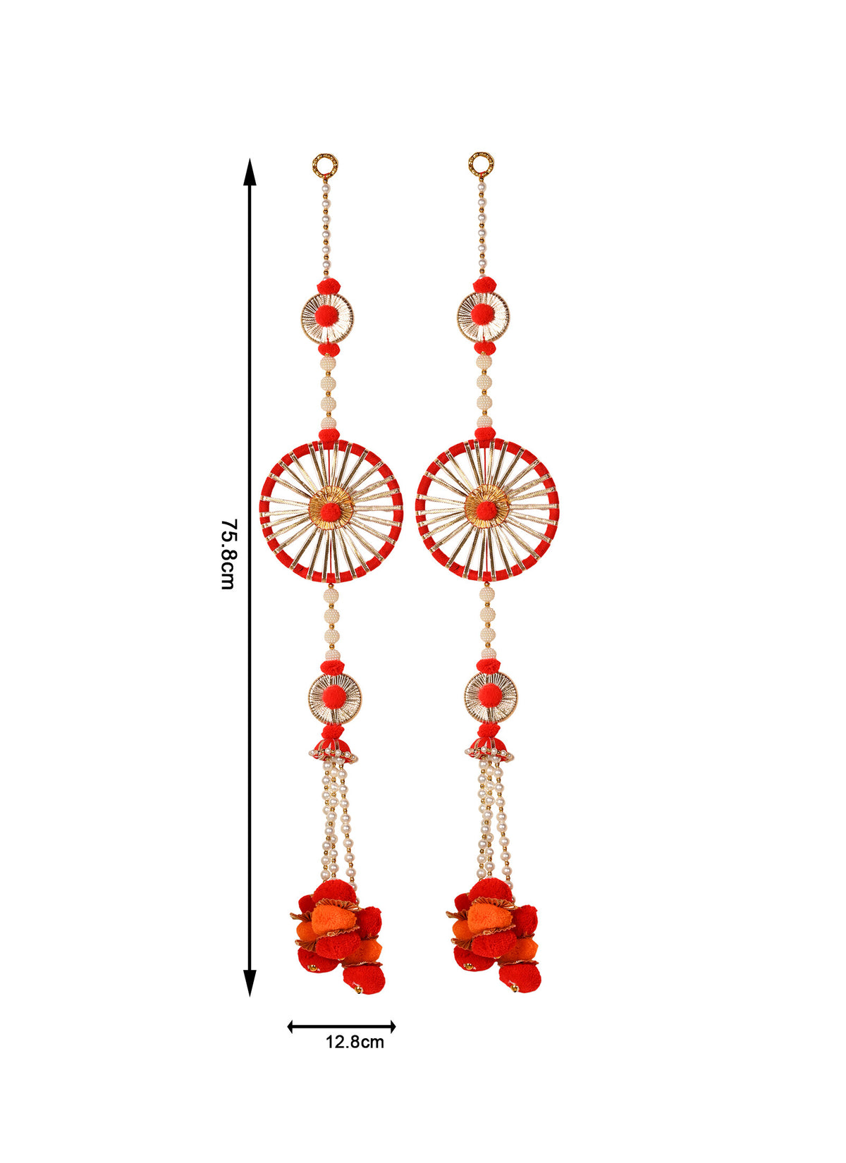 Madhoor Pearl Pompom Latkan Red Set of 2