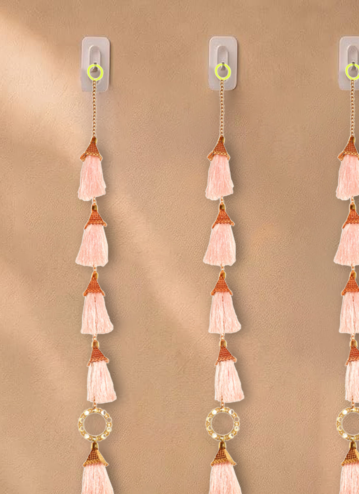 Madhoor Tassel Mirror Latkan Peach 3 Feet Set of 5