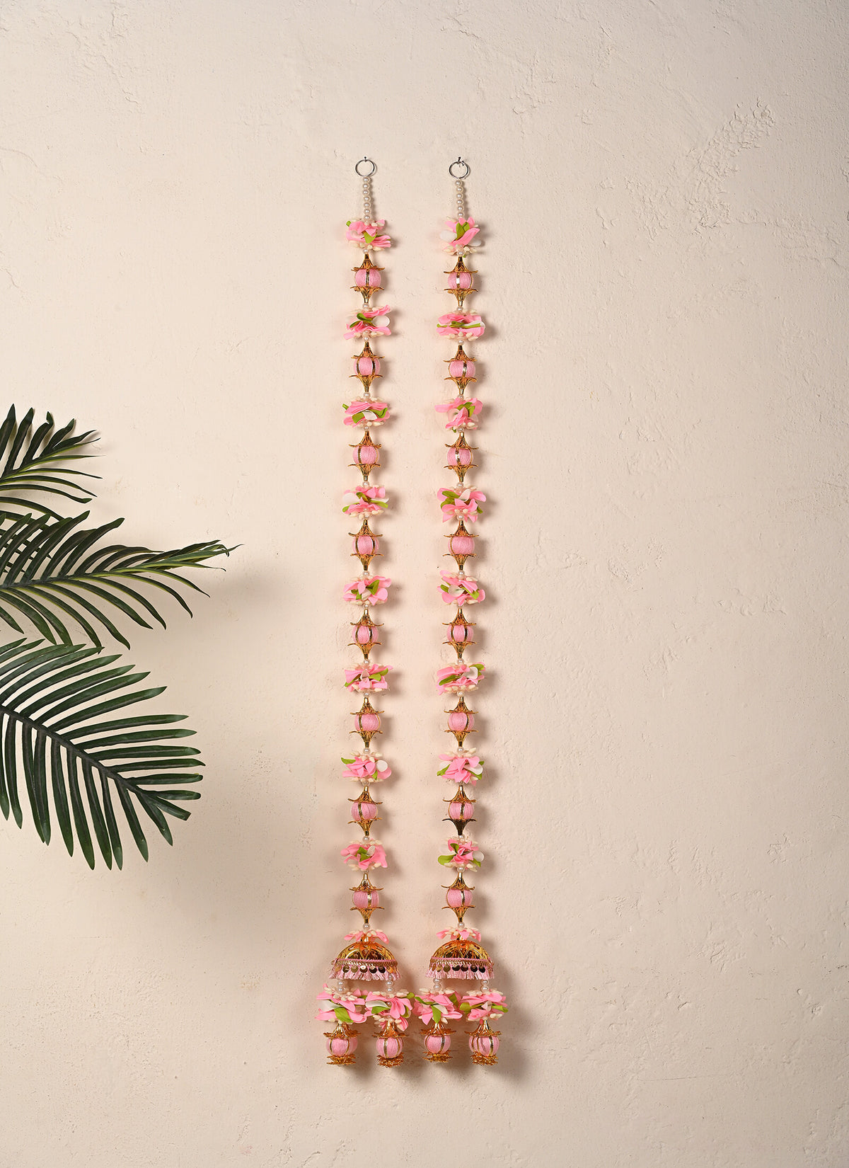 Madhoor Jhumka Tassels Latkan Baby Pink Cream 3 Feet Set of 2