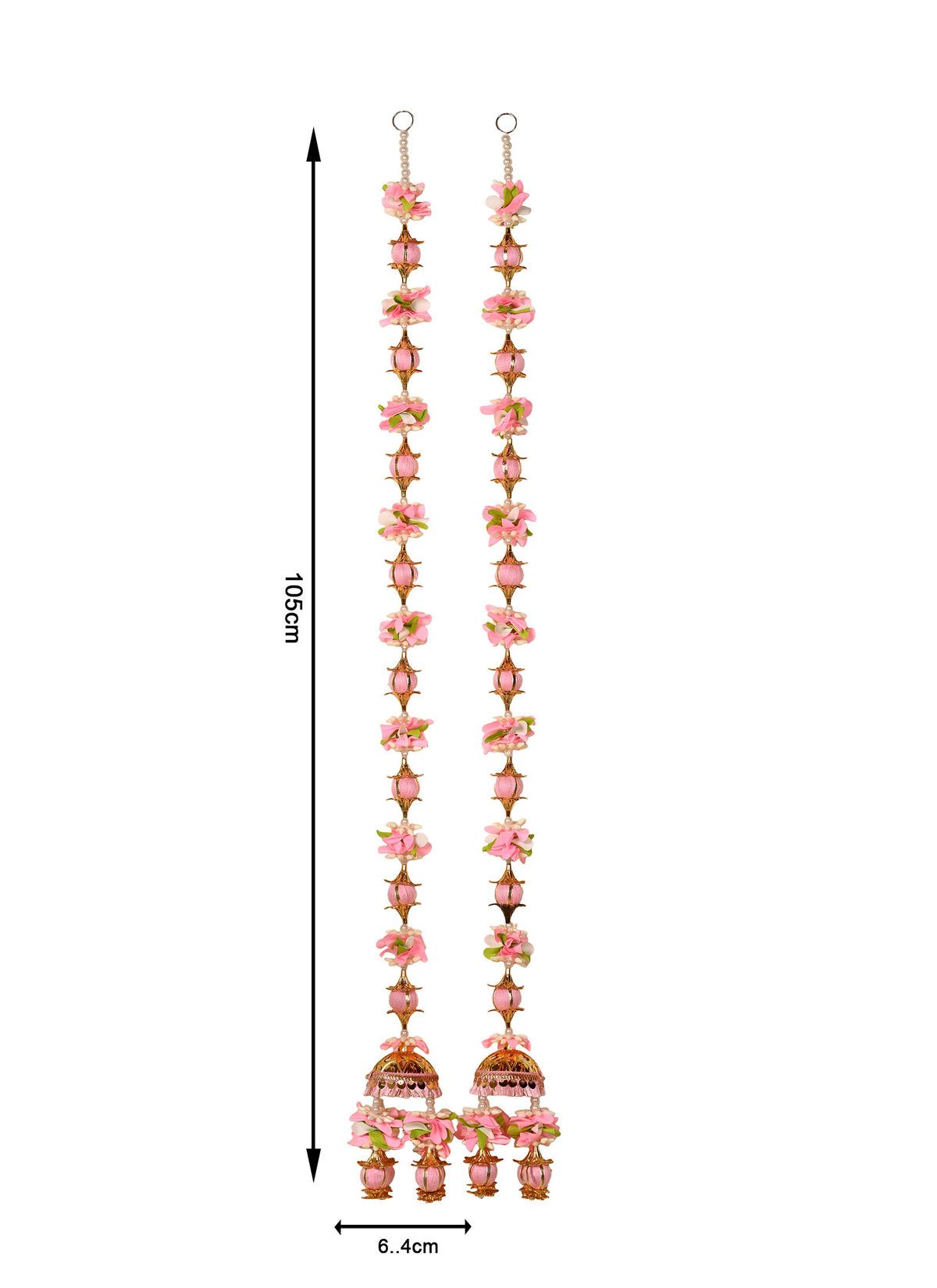 Madhoor Jhumka Tassels Latkan Baby Pink Cream 3 Feet Set of 2