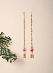Madhoor Pearl Beads Latkan Pink Gold-Tone 2 Feet Set of 2