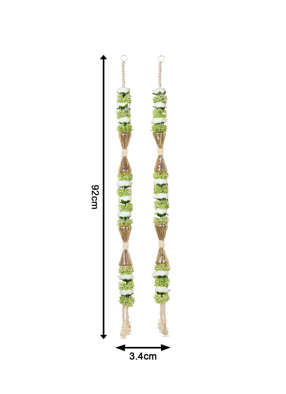 Madhoor Pearl Gota Latkan White 3 Feet Set of 2