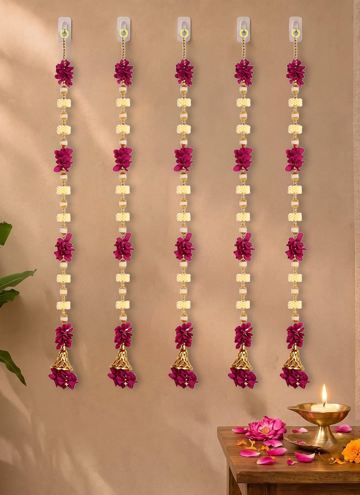 Madhoor Jhumka Bells Latkan Purple 3 Feet Set of 5