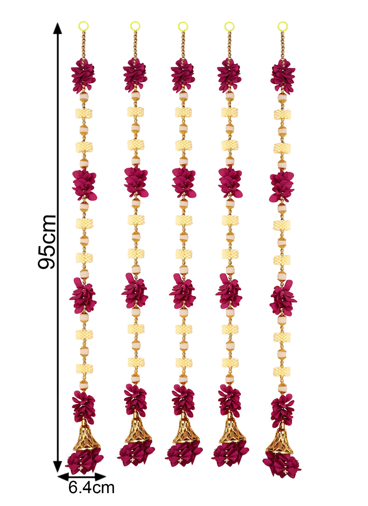 Madhoor Jhumka Bells Latkan Purple 3 Feet Set of 5