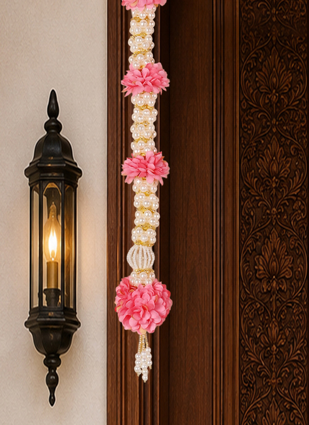 Madhoor Multistrand Beads Latkan Pink 1.5 Feet Set of 2