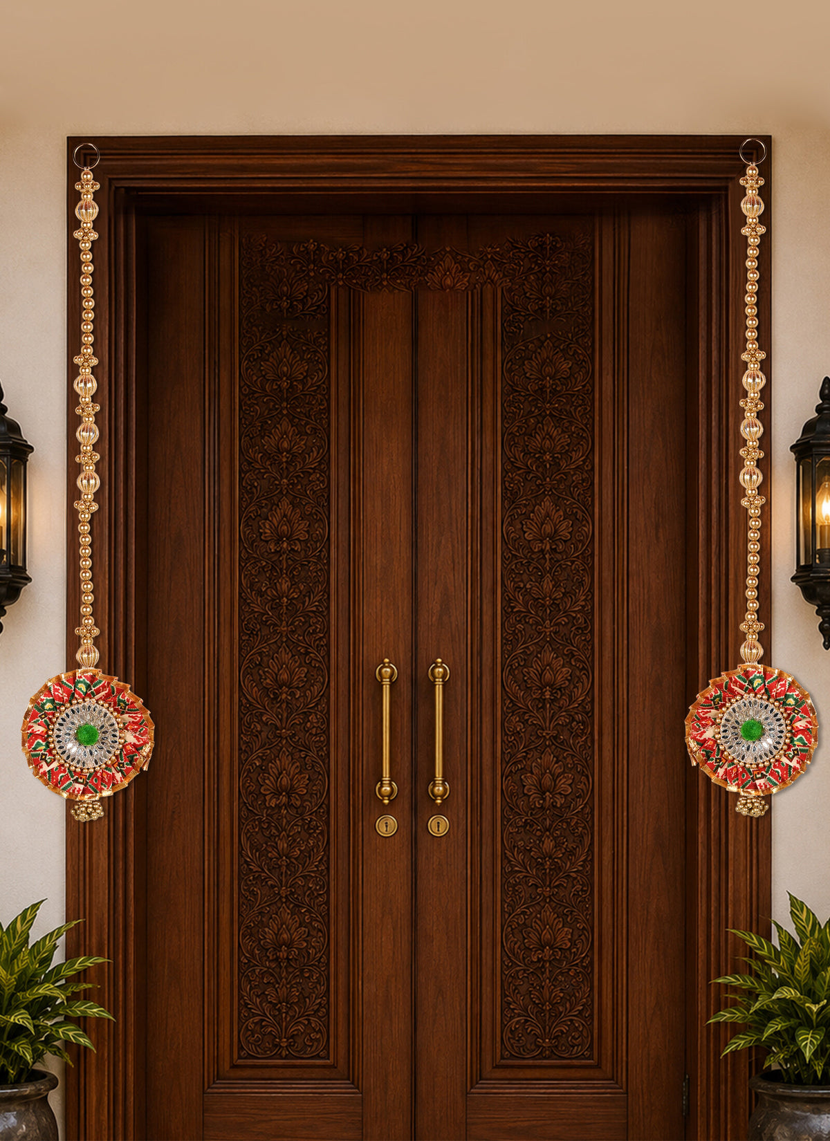 Madhoor Mirror Latkan Red Green Set of 2