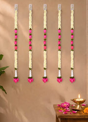 Madhoor Rosebud Latkan Cream Pink 4 Feet Set of 5