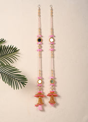 Madhoor Mirror Jhumka Latkan Pink 3 Feet Set of 2