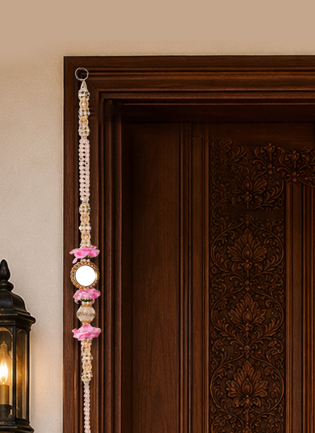 Madhoor Mirror Jhumka Latkan Pink 3 Feet Set of 2
