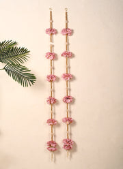 Madhoor Floral Beads Latkan Peach 5 Feet Set of 2