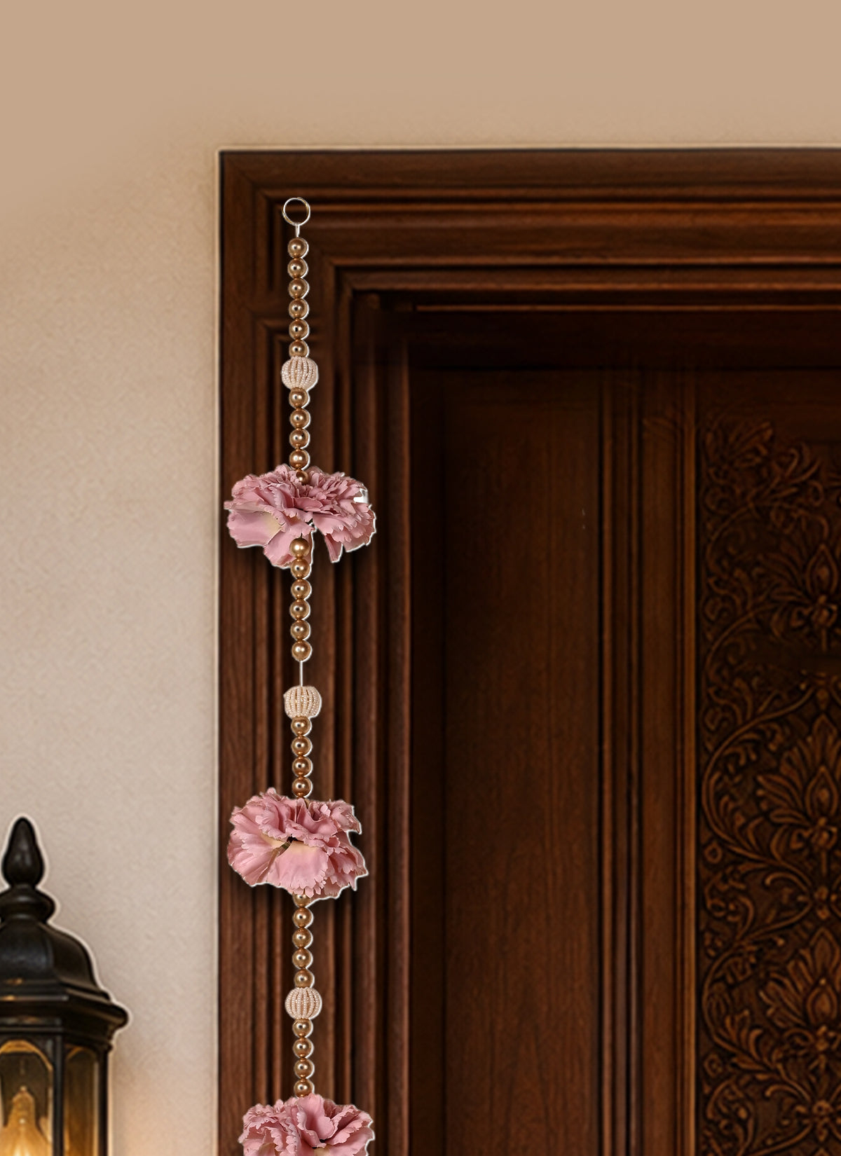 Madhoor Floral Beads Latkan Peach 5 Feet Set of 2