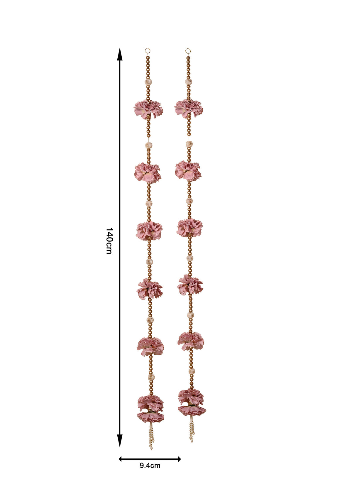 Madhoor Floral Beads Latkan Peach 5 Feet Set of 2