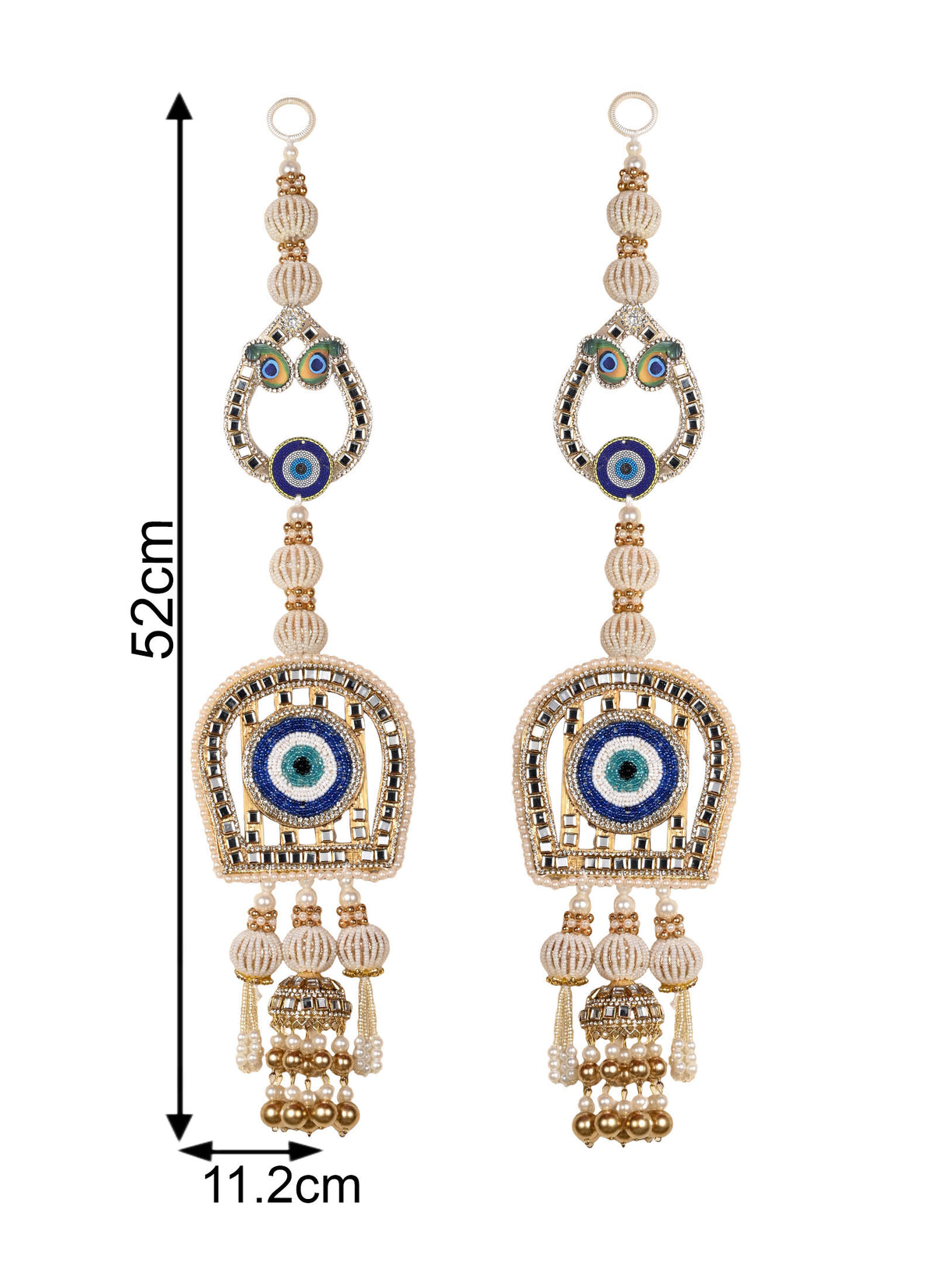 Madhoor Peacock Evil Eye Foot Latkan Gold-Tone Set of 2
