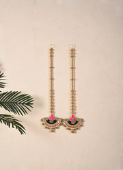 Madhoor Crescent Lotus Latkan Pink Green White Set of 2