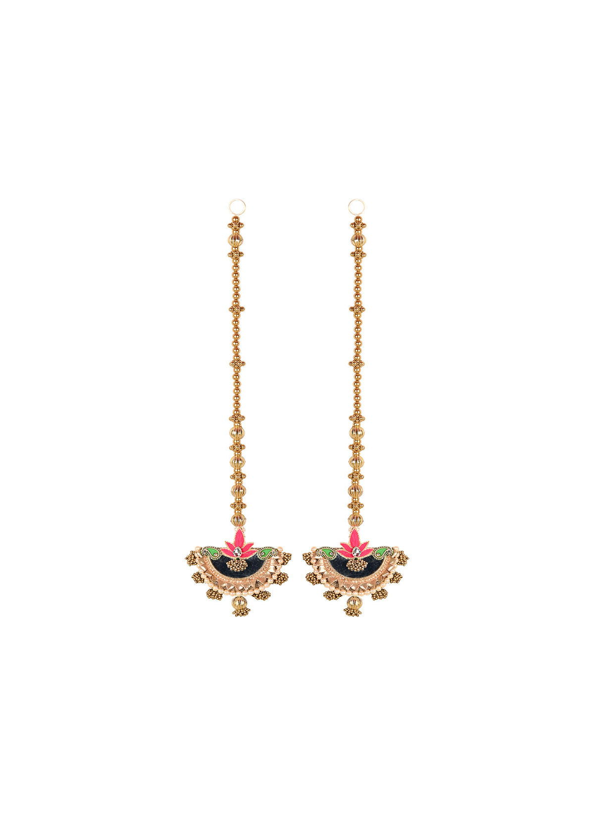 Madhoor Crescent Lotus Latkan Pink Green White Set of 2