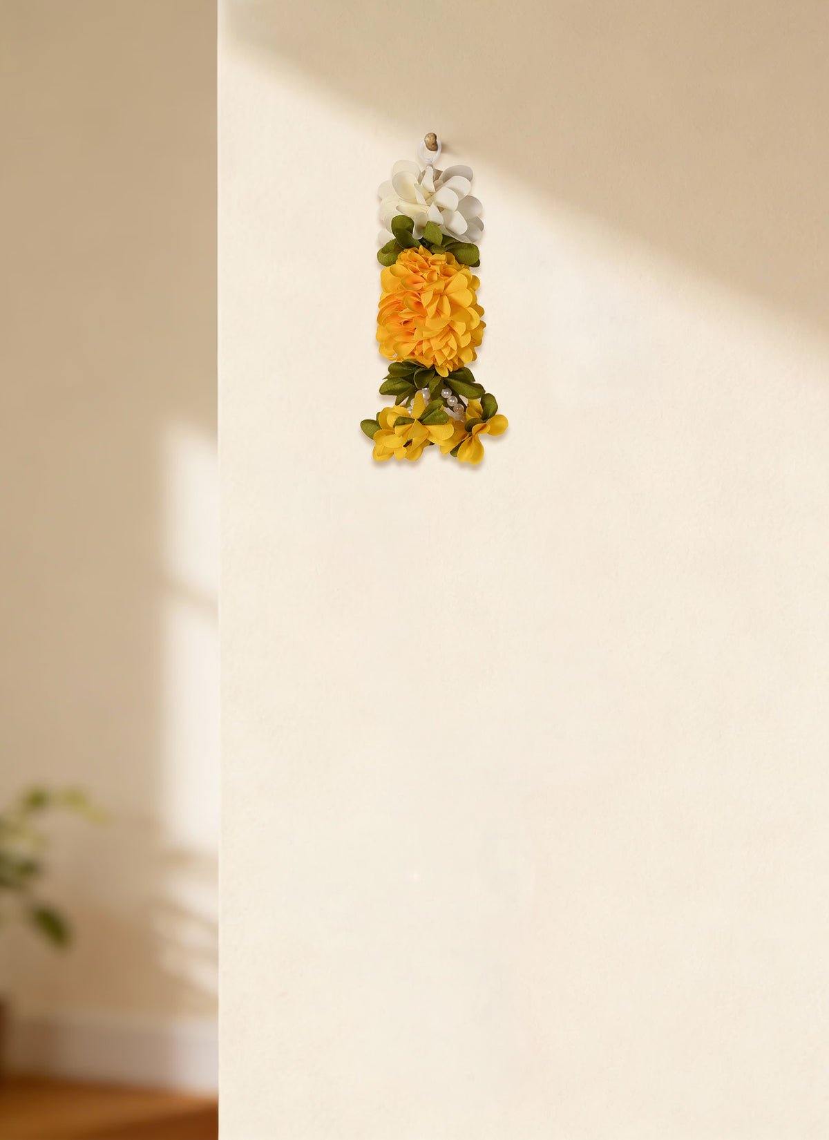Madhoor Flower Garland Marigold Latkan Yellow 10 Inches Set of 5