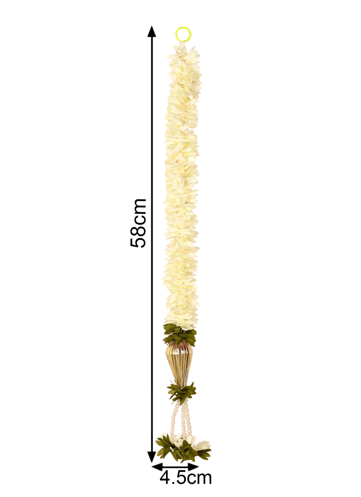 Madhoor Flower Fabric Beads Latkan Cream 2 Feet 1 Piece