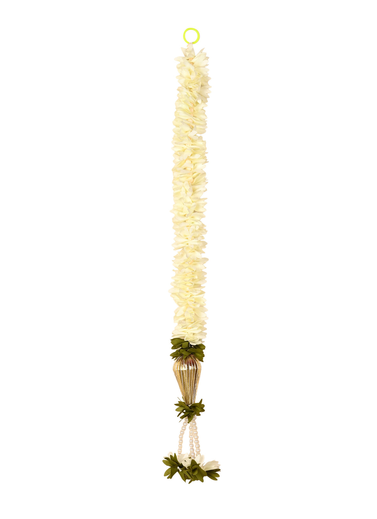 Madhoor Flower Fabric Beads Latkan Cream 2 Feet 1 Piece