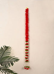 Madhoor Flower Multilayer Beads Latkan Red 3 Feet 1 Piece