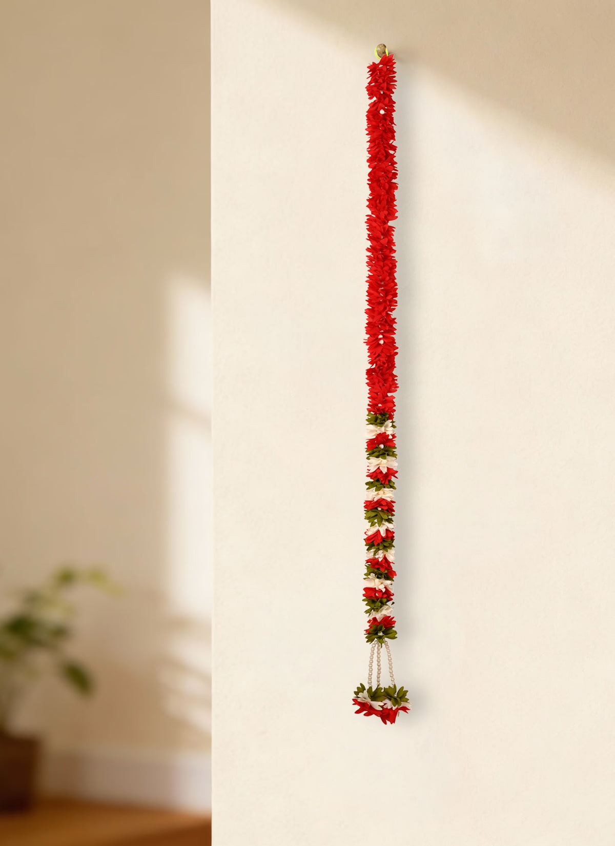 Madhoor Flower Multilayer Beads Latkan Red 3 Feet 1 Piece