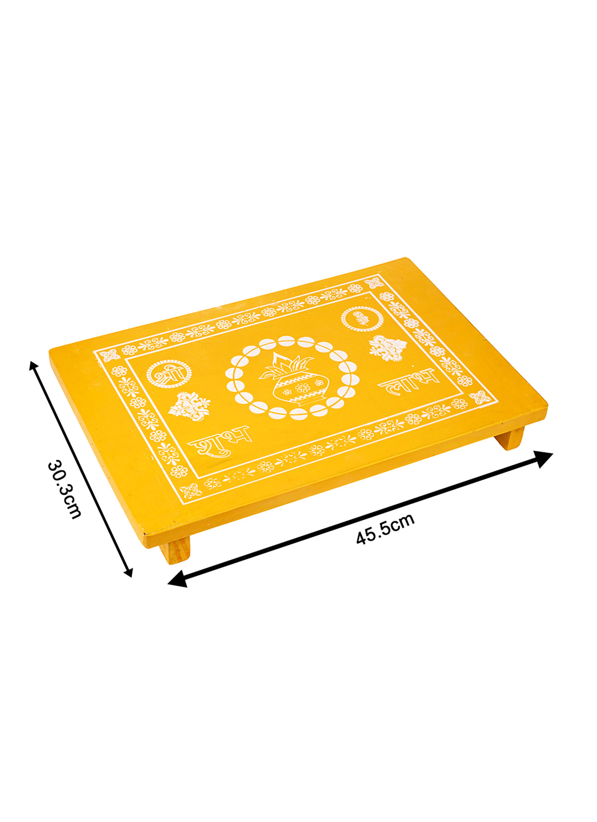 Madhoor Kalash Pooja Chowki Yellow 12 x 18 Inches 1 Piece
