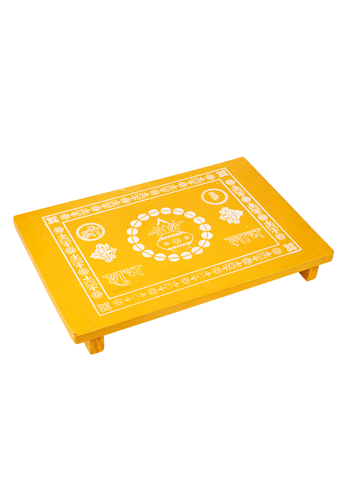 Madhoor Kalash Pooja Chowki Yellow 12 x 18 Inches 1 Piece